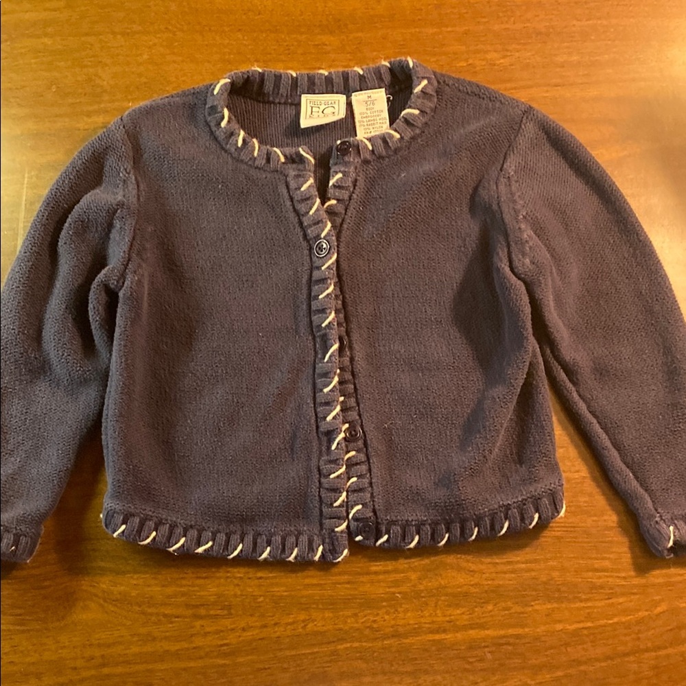 Navy Knit Cardigan with Button Closure